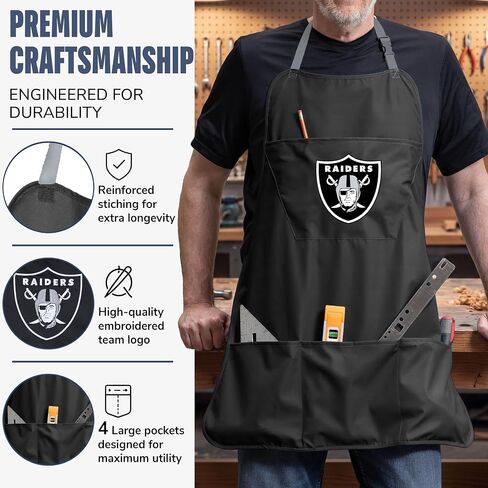 مريلة الطبخ Team Sports America NFL Las Vegas Raiders للرجال والنساء مع أشرطة وجيوب قابلة للتعديل in Kuwait