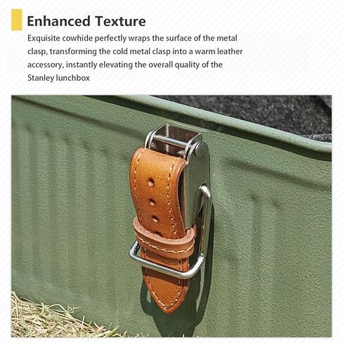 Hamans Leather Handle Cover & Latch Protector for Stanley 10QT(9.4L) Lunch Box, Vintage Style Grip Wrap Compatible For Stanley Metal Lunch Box Camping Accessories in Kuwait