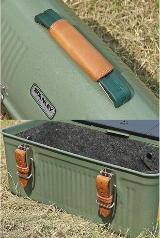 Hamans Leather Handle Cover & Latch Protector for Stanley 10QT(9.4L) Lunch Box, Vintage Style Grip Wrap Compatible For Stanley Metal Lunch Box Camping Accessories in Kuwait