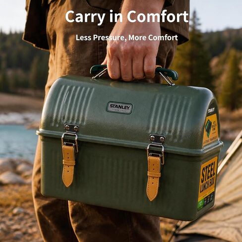 Hamans Leather Handle Cover & Latch Protector for Stanley 10QT(9.4L) Lunch Box, Vintage Style Grip Wrap Compatible For Stanley Metal Lunch Box Camping Accessories in Kuwait