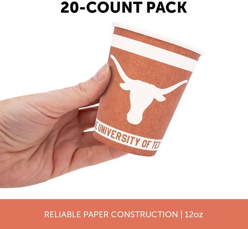 أكواب ورقية من جامعة صبار الصحراء في تكساس UT Longhorns 20 عددًا 9 أونصة من المشروبات الباردة للبوابات الخلفية والتخرج والحفلات وديكور يوم اللعبة (التصميم أ) in Kuwait