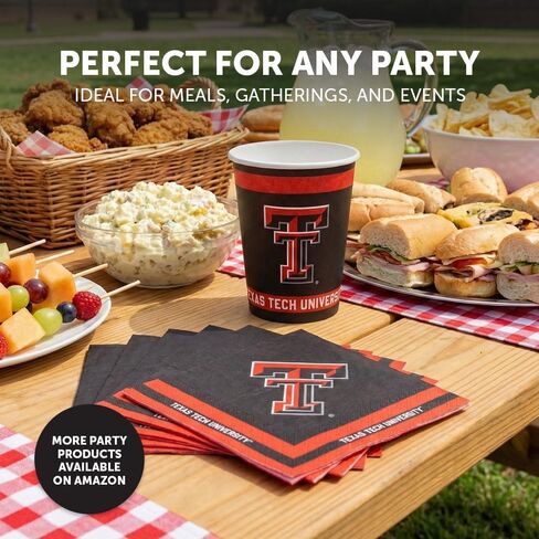 أكواب ورقية لجامعة ديزرت كاكتوس تكساس تك TTU Red Raiders 20 عدد 9 أونصة من المشروبات الباردة للبوابات الخلفية والتخرج والحفلات وديكور يوم اللعبة (التصميم أ) in Kuwait