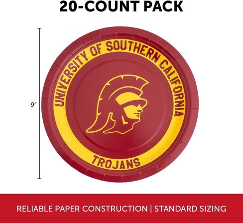 Desert Cactus University of Southern California Paper Plates USC Trojans 20 Count 9 inch Round Tableware for Tailgates, Graduation, Party and Game Day (Design A) in Kuwait