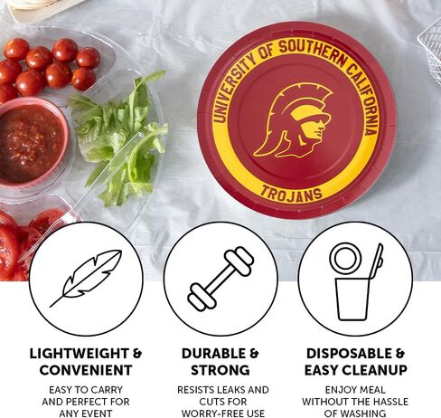 Desert Cactus University of Southern California Paper Plates USC Trojans 20 Count 9 inch Round Tableware for Tailgates, Graduation, Party and Game Day (Design A) in Kuwait