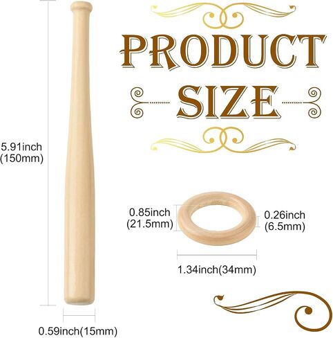 LiQunSweet 1 Set Wooden Mini Baseball Stand, Wood Sport Ball Stand Display, Natural Burlywood, 5.9 x 0.6 Inch, Sports Party Favors in Kuwait