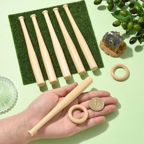 LiQunSweet 1 Set Wooden Mini Baseball Stand, Wood Sport Ball Stand Display, Natural Burlywood, 5.9 x 0.6 Inch, Sports Party Favors in Kuwait