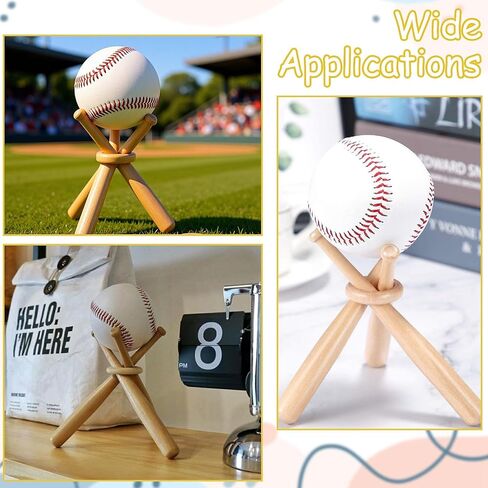LiQunSweet 1 Set Wooden Mini Baseball Stand, Wood Sport Ball Stand Display, Natural Burlywood, 5.9 x 0.6 Inch, Sports Party Favors in Kuwait