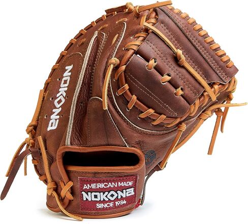 Nokona W-3350C Handcrafted Walnut Baseball Catcher's Glove - Closed Web, Adult 33.5 Inch Mitt, Made in The USA in Kuwait