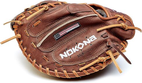 Nokona W-3350C Handcrafted Walnut Baseball Catcher's Glove - Closed Web, Adult 33.5 Inch Mitt, Made in The USA in Kuwait