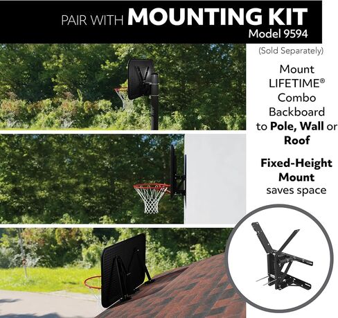 Lifetime NBA 48 Inch Shatterproof Backboard & Slam-It Pro Rim Basketball Hoop Combo, Steel Frame, Mounts to Wall, Roof, or Pole (Mounting Kit Sold Separately) in Kuwait