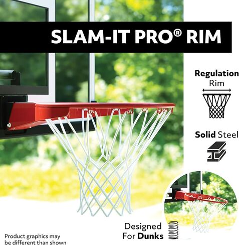 Lifetime NBA 48 Inch Shatterproof Backboard & Slam-It Pro Rim Basketball Hoop Combo, Steel Frame, Mounts to Wall, Roof, or Pole (Mounting Kit Sold Separately) in Kuwait