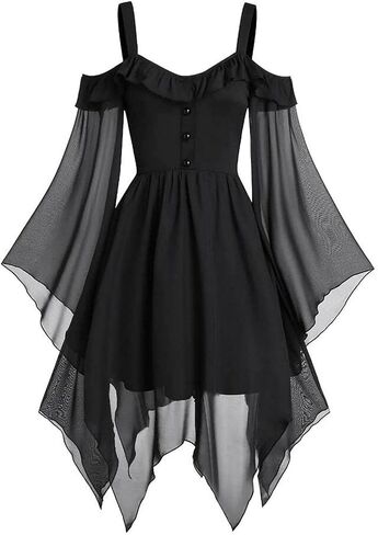 Renaissance Dress Gothic Off Shoulder Lace Dress Women Medieval Costume Halloween Witch Dresses Vampire Dresses in Kuwait
