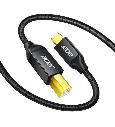 Acer USB B to USB C Printer Cable 6.6 FT, Nylon Printer Cord to USB C for MacBook Pro/Air, MIDI Cable for and Yamaha & Casio Digital Piano, MIDI Keyboards, DJ Controllers, DACs to iPad in Kuwait
