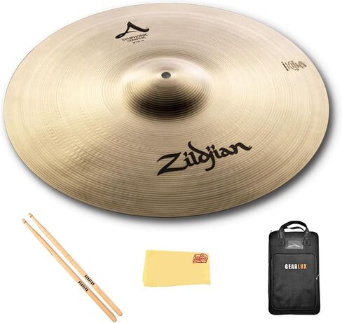 Zildjian A0493 20 بوصة صنج نغمة ألمانية سيمفونية - مفرد | حزمة مع أعواد الطبل، وحقيبة أعواد الطبل، وقماش تلميع أوستن بازار in Kuwait