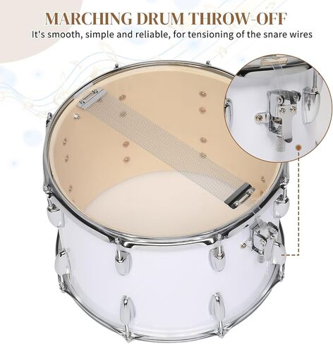 Ktaxon 14 x10 inches Marching Drum, Snare Drums Suitable for Students with Pair of Drumsticks, Key, and Strap (White) in Kuwait
