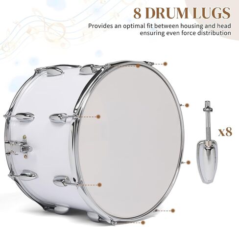 Ktaxon 14 x10 inches Marching Drum, Snare Drums Suitable for Students with Pair of Drumsticks, Key, and Strap (White) in Kuwait