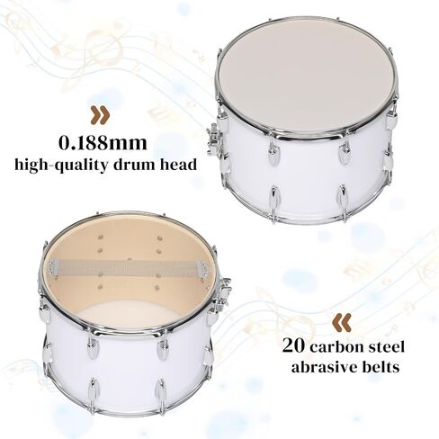 Ktaxon 14 x10 inches Marching Drum, Snare Drums Suitable for Students with Pair of Drumsticks, Key, and Strap (White) in Kuwait