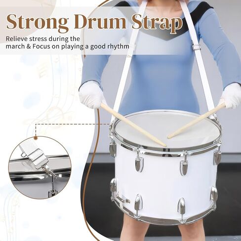Ktaxon 14 x10 inches Marching Drum, Snare Drums Suitable for Students with Pair of Drumsticks, Key, and Strap (White) in Kuwait