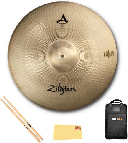 Zildjian A0486 20 بوصة ملعب متوسط ​​الصنج - مفرد | حزمة مع أعواد الطبل، وحقيبة أعواد الطبل، وقطعة قماش تلميع أوستن بازار in Kuwait