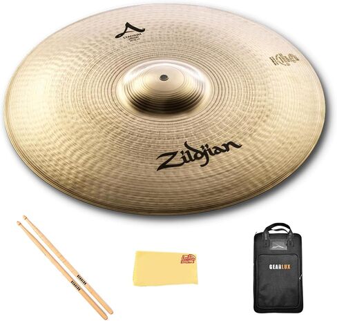 Zildjian A0497 20 بوصة صنج متوسط ​​ثقيل - زوج | حزمة مع أعواد الطبل، وحقيبة أعواد الطبل، وقماش تلميع أوستن بازار in Kuwait