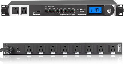 Professional 10 Socket Power Conditioner/Surge Sequencer with USB and Type-C Charger.3300W Rack Mount Audio Power Supply Controller, Surge Protector, for Audio product, electronic equipment in Saudi Arabia