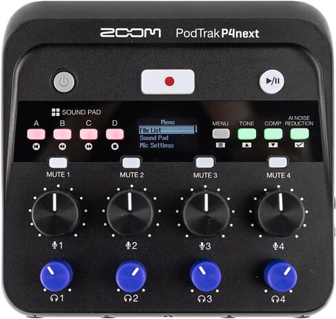 مجموعة تسجيل البودكاست المحمولة متعددة المسارات Zoom PodTrak P4next مع بطاقة ذاكرة SanDisk Ultra UHS-I microSDHC بسعة 32 جيجابايت مع محول SD، بطارية فارتا عالية الطاقة 1.5 فولت AA LR6 القلوية (4 عبوات) in Kuwait