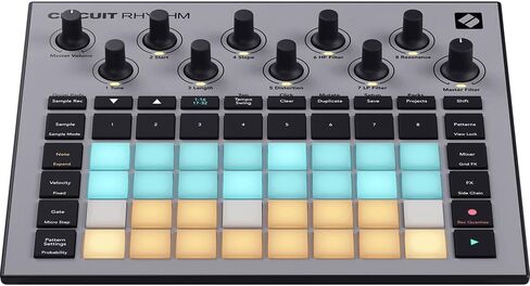 Novation AMS-CIRCUIT-RHYTHM جهاز أخذ عينات إيقاع الدائرة وصندوق Groovebox مع 8 مسارات عينات وحزمة جهاز التسلسل مع حزمة حماية محسنة CPS لمدة عامين in Kuwait