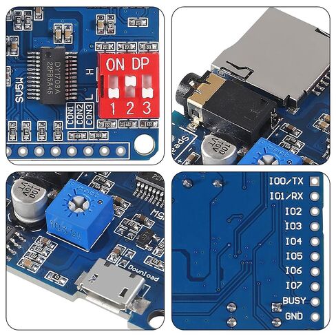 DIANN 2 قطعة وحدة تشغيل الصوت MP3 DY-SV5W مشغل الموسيقى لوحة الصوت IO Trigger UART محول تسلسلي وحدة تشغيل التحكم لوحة الصوت مكبر الصوت لوحة دعم بطاقة 32 جيجا in Kuwait