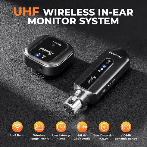 POGOLAB Wireless in-Ear Monitor System, UHF 7-Channel IEM with XLR & AUX/LINE,1ms Ultra-Low Latency, 164ft Range,48kHz/24Bit,Rechargeable Transmitter & Belt Receiver for Stage,Band,Live Performance in Saudi Arabia