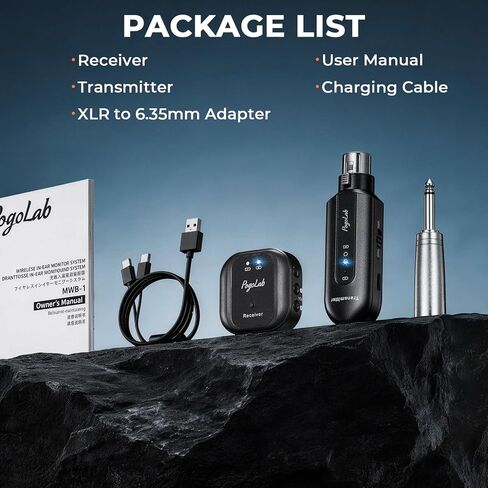 POGOLAB Wireless in-Ear Monitor System, UHF 7-Channel IEM with XLR & AUX/LINE,1ms Ultra-Low Latency, 164ft Range,48kHz/24Bit,Rechargeable Transmitter & Belt Receiver for Stage,Band,Live Performance in Saudi Arabia