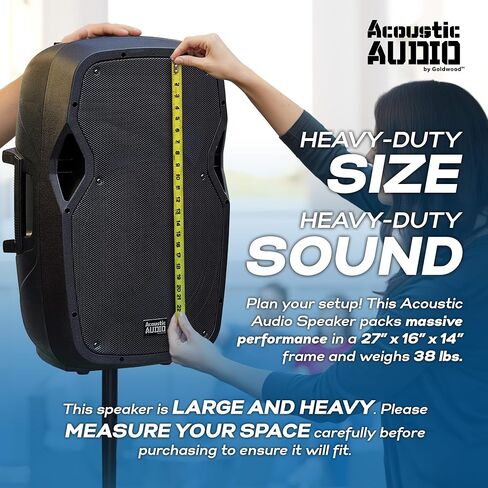 Acoustic Audio by Goldwood 1000W Bluetooth Speaker w/ Flashing LED, Large Plug-In PA System w/ Stand, Mic, & Remote for Karaoke, DJ, or Tailgate Party in Kuwait