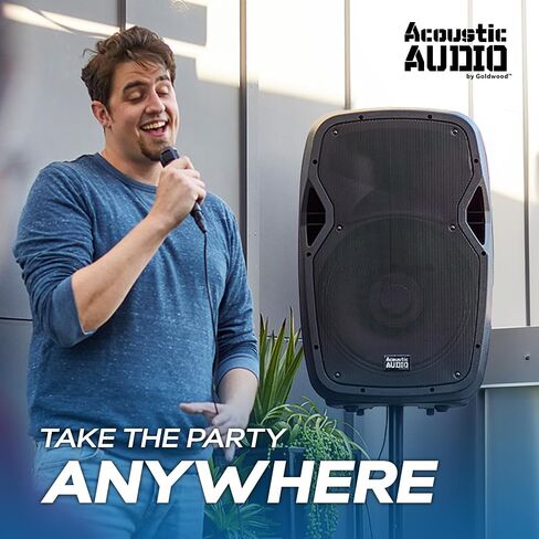 Acoustic Audio by Goldwood 1000W Bluetooth Speaker w/ Flashing LED, Large Plug-In PA System w/ Stand, Mic, & Remote for Karaoke, DJ, or Tailgate Party in Kuwait