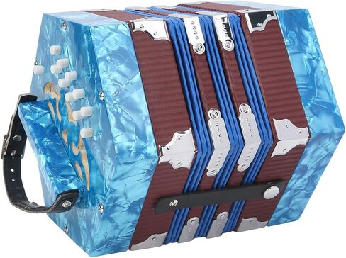 Concertina Accordion, Professional Portable Musical Instrument with Adjustable Hand Strap and Carry Bag, for Adults Beginners Kids Performance (Sky Blue) in Kuwait