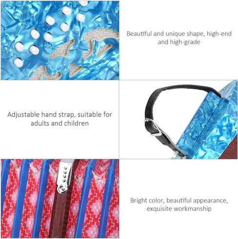 Concertina Accordion, Professional Portable Musical Instrument with Adjustable Hand Strap and Carry Bag, for Adults Beginners Kids Performance (Sky Blue) in Kuwait