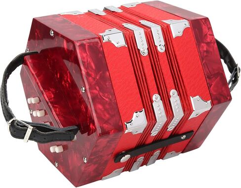 Concertina Accordion, Professional Portable Musical Instrument with Adjustable Hand Strap and Carry Bag, Ideal for Adults Kids Beginners Performances (Red) in Kuwait