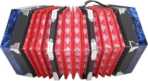Concertina Accordion, Professional Portable Musical Instrument with Adjustable Hand Strap and Carry Bag, Ideal for Adults Kids Beginners Performances (Red) in Kuwait