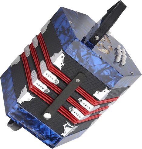 Concertina Accordion, Professional Portable Musical Instrument with Adjustable Hand Strap and Carry Bag, for Adults Beginners Kids Performance (Sky Blue) in Kuwait