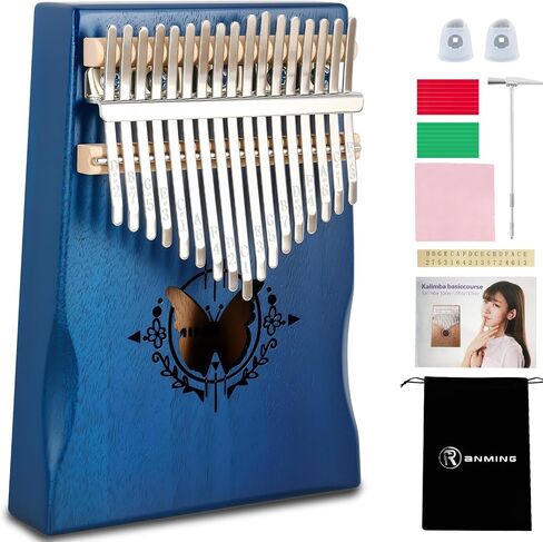 RANMING 17 Key Kalimba Thumb Piano Solid Wood Mahogany Kalimba with Tuning Hammer & Study Guide Portable Mbira for Adults Unique Gift for Music Lovers Green in Kuwait