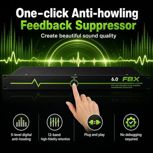 Professional Feedback Suppressor, Feedback Eliminator, Microphone Anti-Howling Audio Processor for Performance Stage KTV Conference Music Room (6 in 6 out) in Saudi Arabia