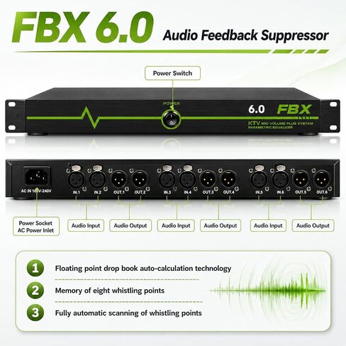 Professional Feedback Suppressor, Feedback Eliminator, Microphone Anti-Howling Audio Processor for Performance Stage KTV Conference Music Room (6 in 6 out) in Saudi Arabia