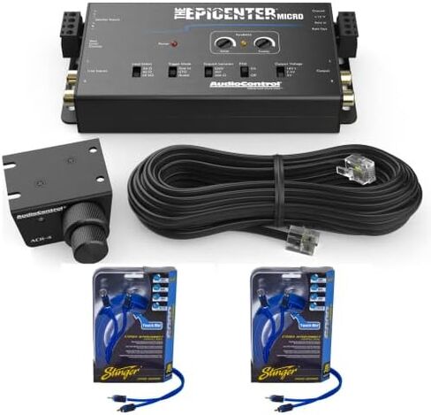 AudioControl EPICENTER Micro Bass Restoration Processor and Line Output Converter with ACR-4 Dash Mount Remote Control Knob + Stinger 2-Channel RCA Interconnect Cables (17ft & 3ft) in Saudi Arabia