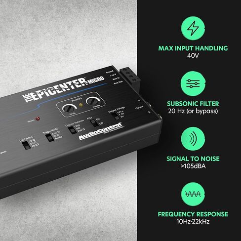 AudioControl EPICENTER Micro Bass Restoration Processor and Line Output Converter with ACR-4 Dash Mount Remote Control Knob + Stinger 2-Channel RCA Interconnect Cables (17ft & 3ft) in Saudi Arabia