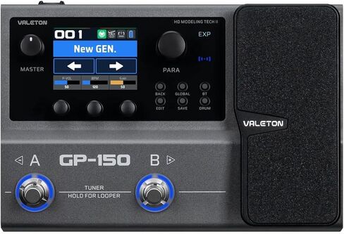Valeton GP150 معالج جيتار متعدد التأثيرات مع دواسة التعبير HD NAM النمذجة دواسة 200+ تأثيرات IR Loader 6in/4out USB Audio Interface Bluetooth MIDI 180s Looper بطارية مدمجة 3000 مللي أمبير في الساعة باللون الأسود in Kuwait