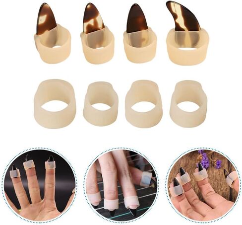 8Pcs Silicone Guzheng Nail Covers with 4 Picks for Instrument Playing Learning in Kuwait