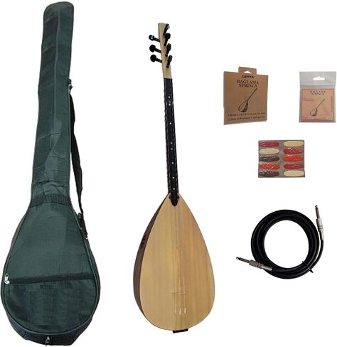 Baglama Saz 19 Frets برقبة قصيرة مع أوتار حافظة ناعمة من Tezene Picks Amp Jack in Kuwait
