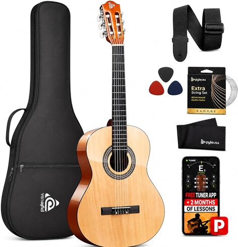 Beginner 36" Classical Acoustic Guitar - 3/4 Junior Size 6 String Linden Wood Guitar w/Gig Bag, Tuner, Nylon Strings, Picks, Strap, For Beginners, Adults in Kuwait