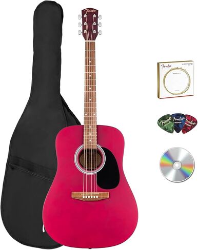 Fender California Redondo Acoustic Guitar - White Bundle with Gig Bag, Strap, Strings, Picks, and Austin Bazaar Instructional Video in Kuwait