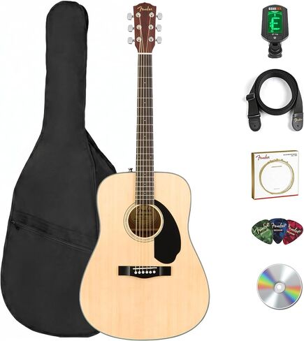 Fender California Redondo Acoustic Guitar - White Bundle with Gig Bag, Strap, Strings, Picks, and Austin Bazaar Instructional Video in Kuwait