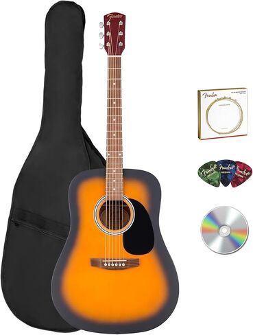 Fender California Redondo Acoustic Guitar - White Bundle with Gig Bag, Strap, Strings, Picks, and Austin Bazaar Instructional Video in Kuwait