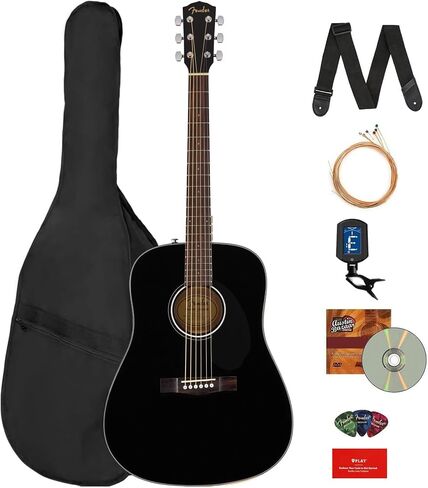 Fender California Redondo Acoustic Guitar - White Bundle with Gig Bag, Strap, Strings, Picks, and Austin Bazaar Instructional Video in Kuwait
